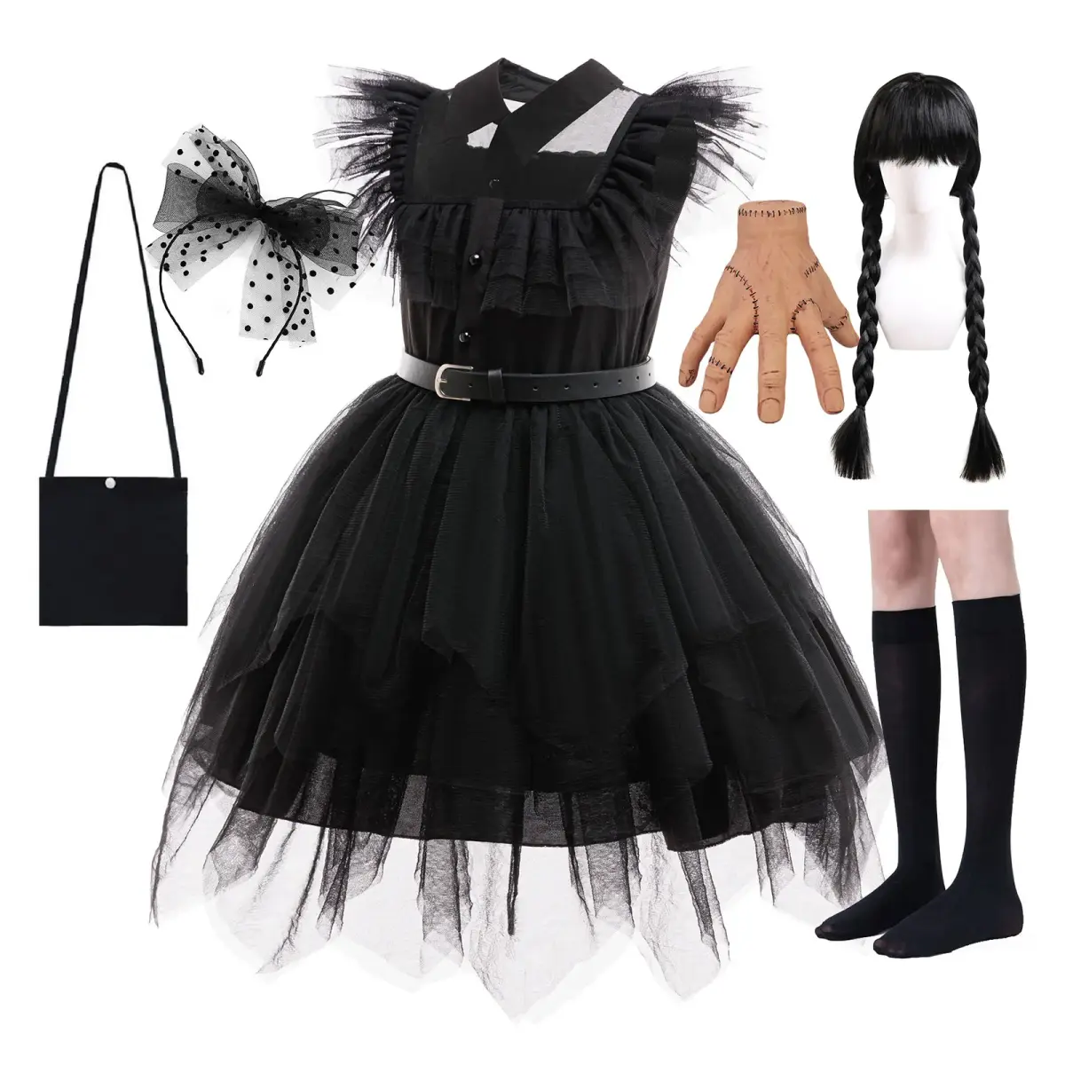 Fantasia de família estranho com cinto, dramatização de halloween, cosplay gótico, vestuário, o dia começa com vestidos de festa de aniversário - 1