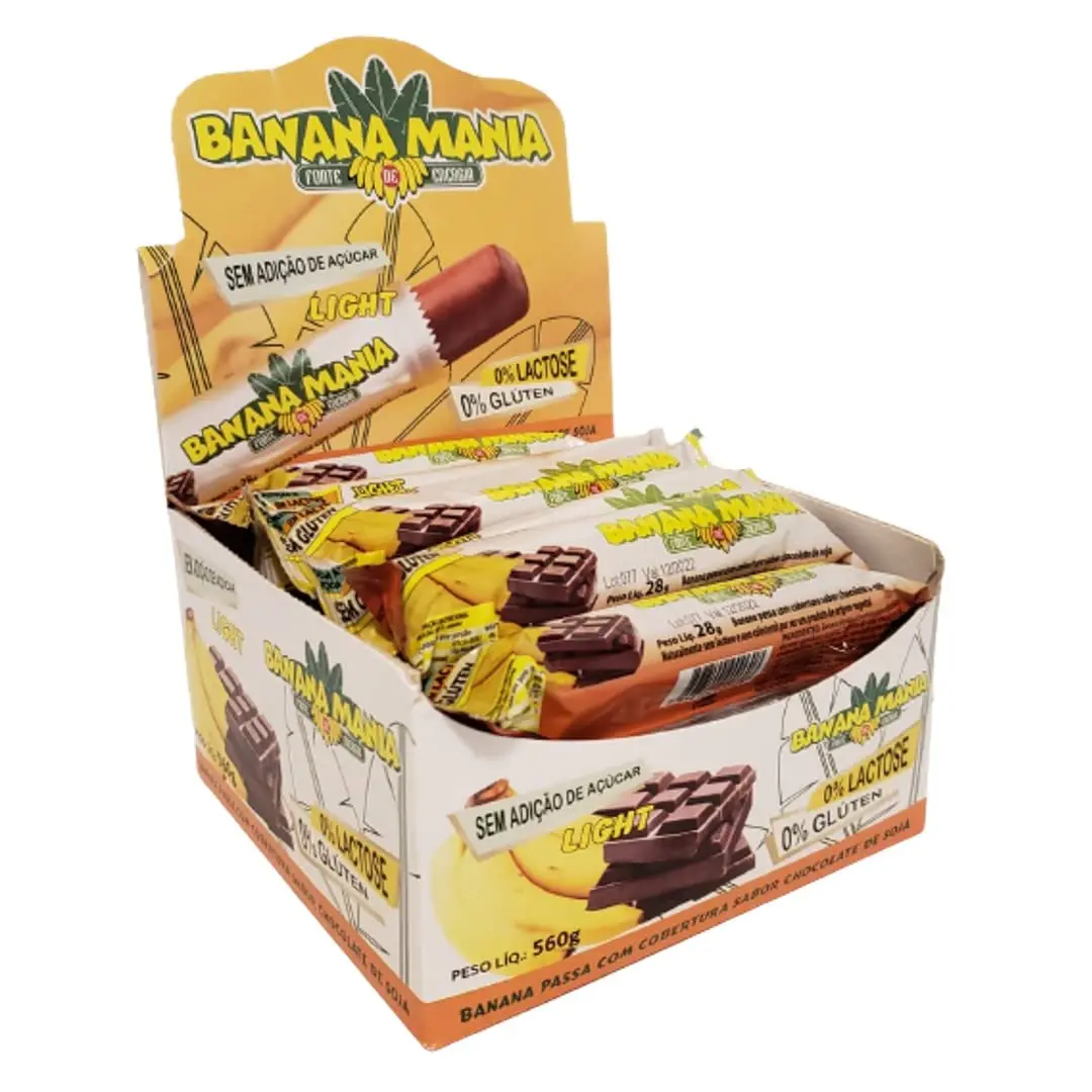 Bananinha Com Chocolate Vegano Sem Lactose Sem Glúten Sem Adição de Açúcar 20 Und de 28g - Banana Mania