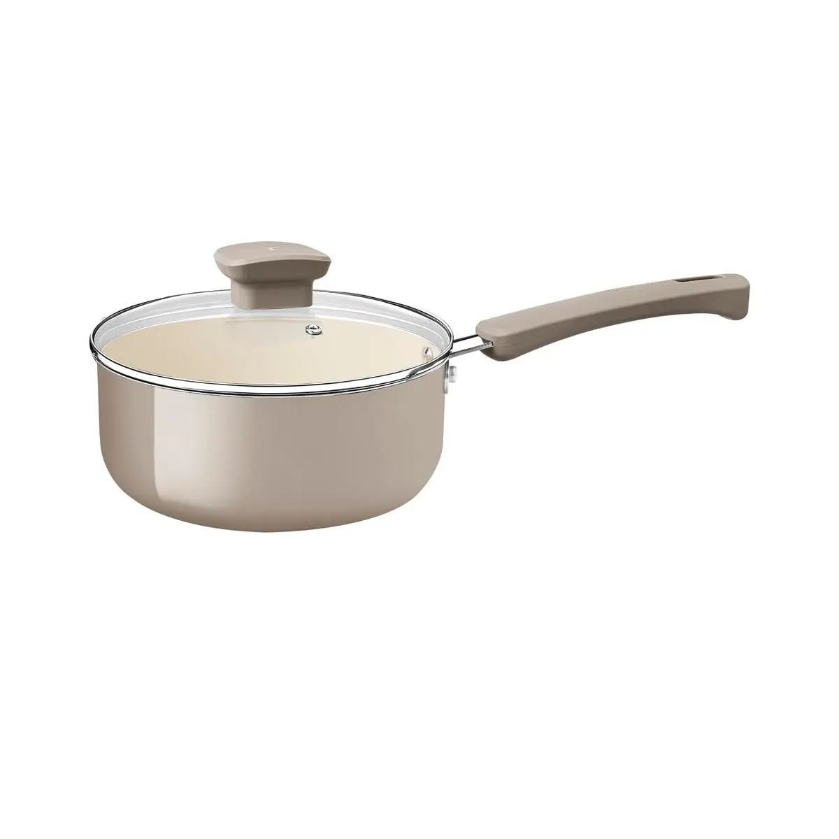 Tramontina Panela Veronese em Alumínio Reciclado com Revestimento Interno Cerâmico e Externo Siliconado Bege Mineral 18 cm 2 L