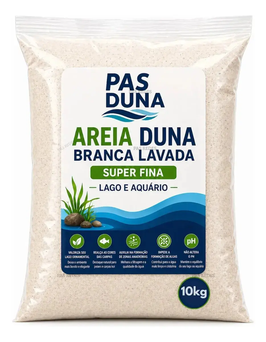 10kg Areia Duna Branca Lavada Super Fina Lago E Aquário