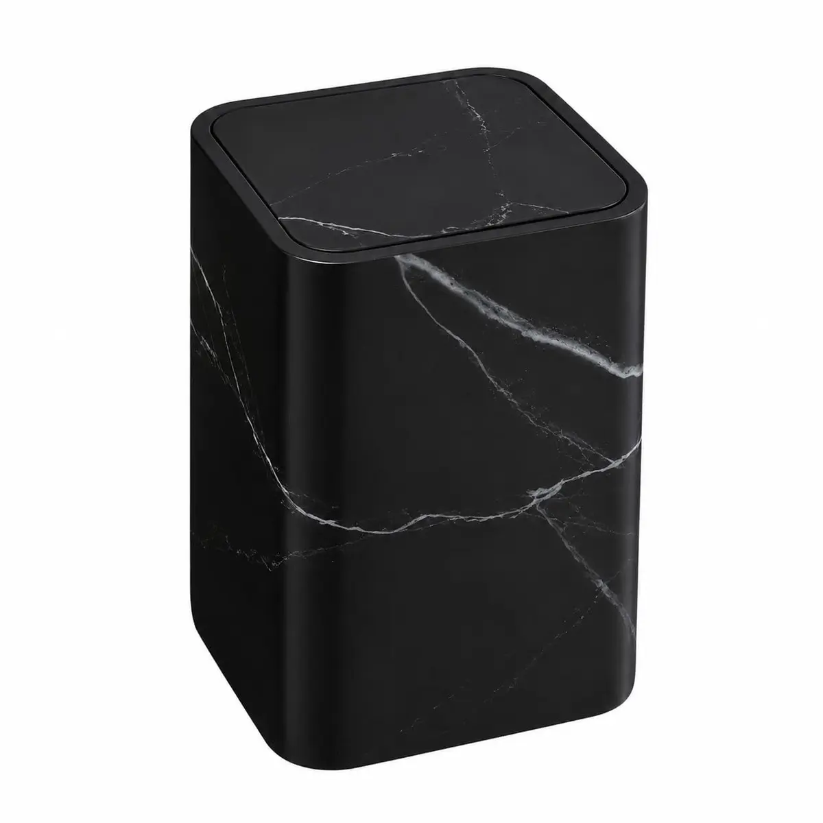Lixeira Premium Efeito Marmorizado 9L Recipiente Interno Removível Plástico Resistente Modelo Elegante Multiuso para Cozinha Banheiro Escritório (Preto Marmorizado)