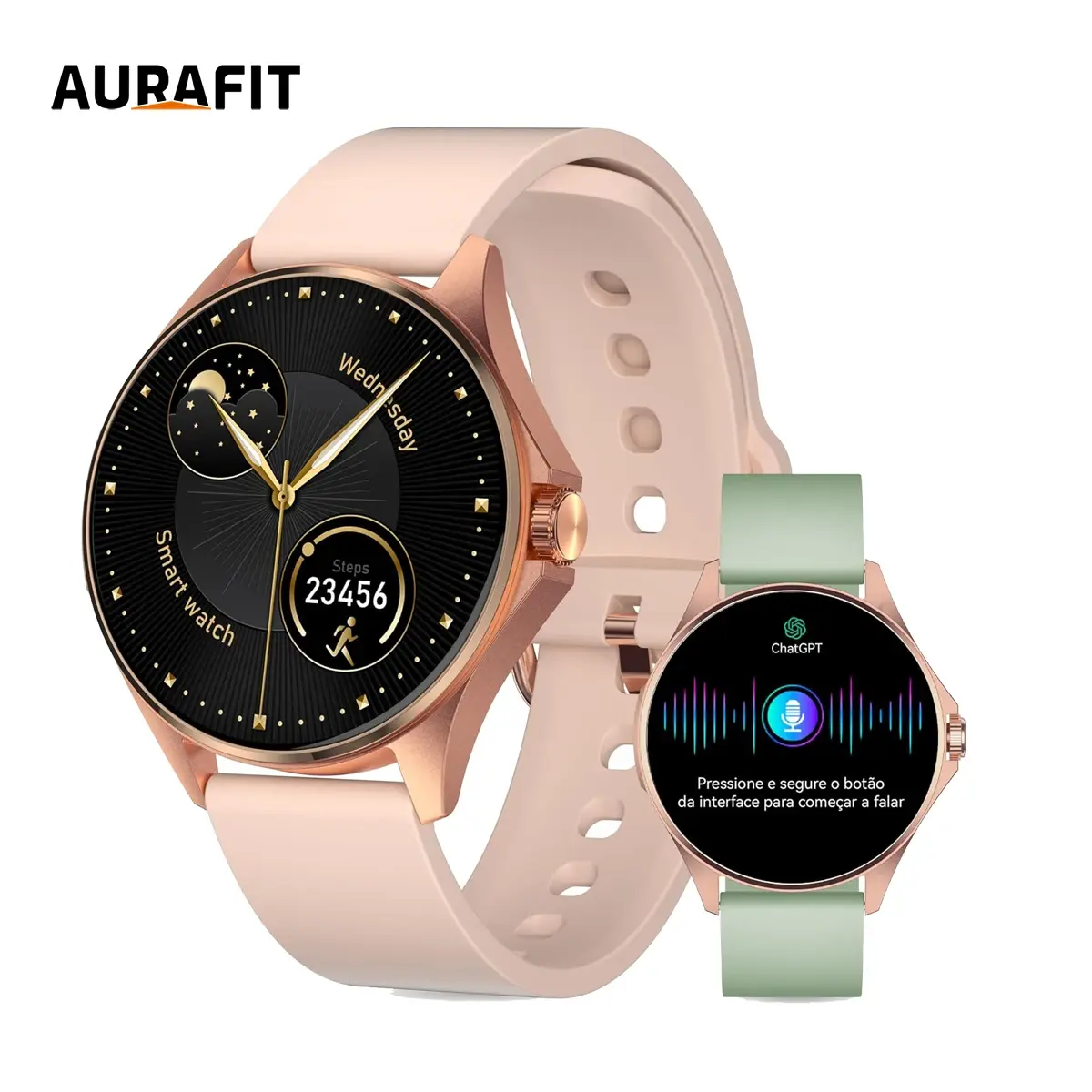 Relógio Feminino AURAFIT ELLA 1, AMOLED 1,32", 150+ Modos Esportivos, Monitor Ciclo Menstrual , Saúde, Android/iOS - 1