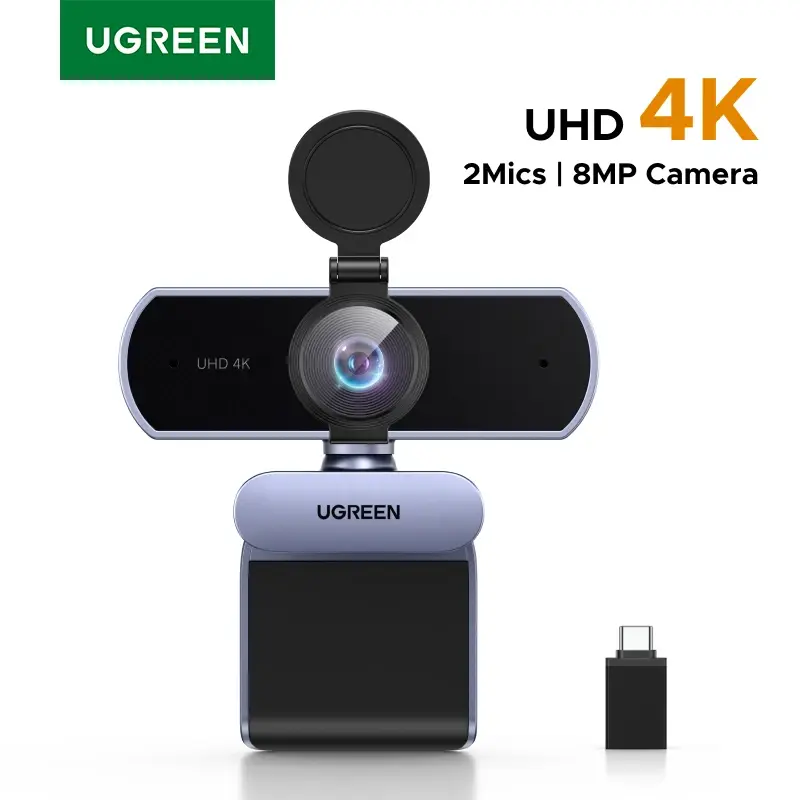 【RU】UGREEN USB 4K 2K 1080P HD Mini para microfones duplos web para chamadas de vídeo do YouTube web cam