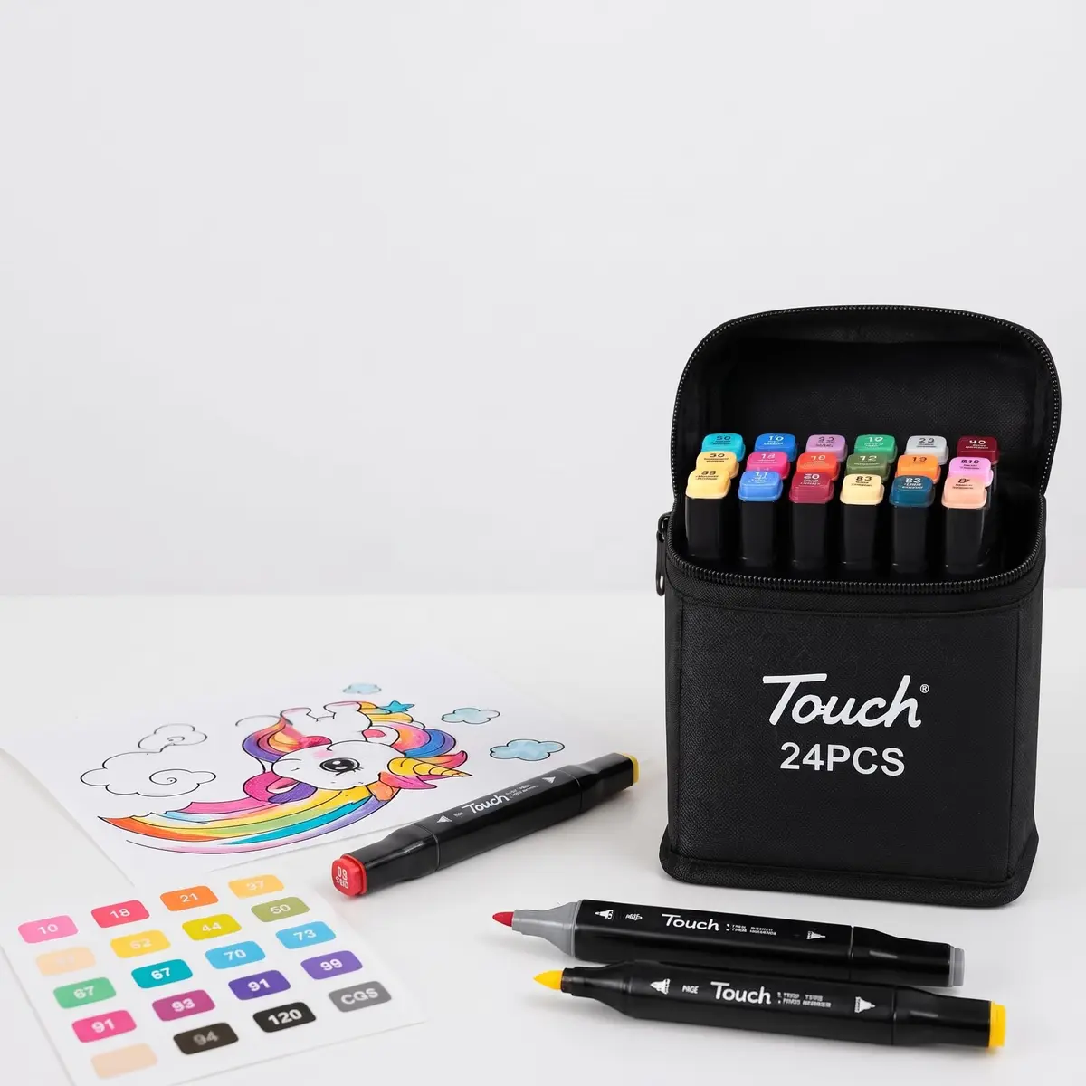 Canetinha Touch Dual Tip 24 e 48 Cores Marcador Ponta Dupla Lettering (24)