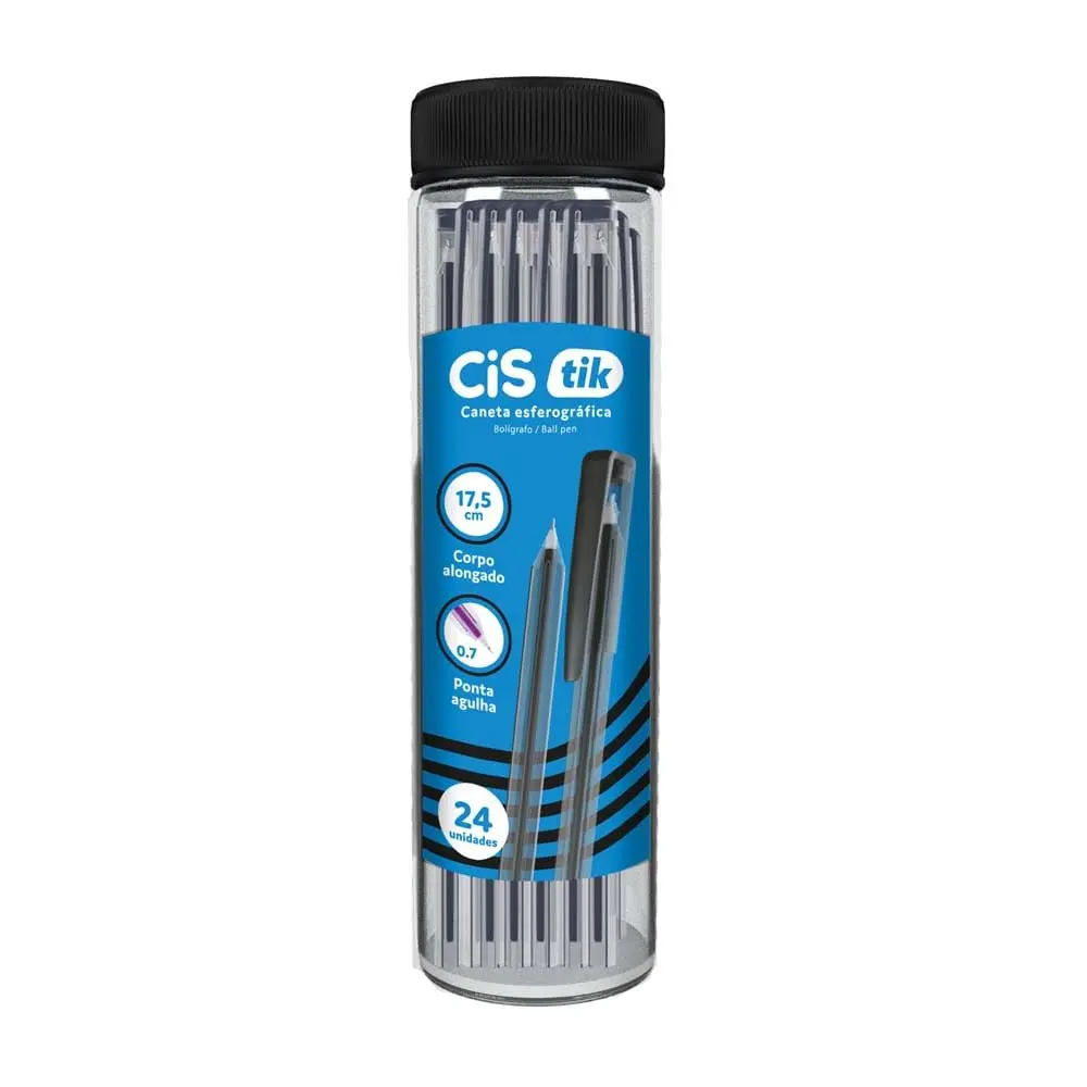 CIS TIK Squeeze Caneta Esferografica - 0.7 mm - com 24 unidades - cor Preta