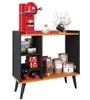 Aparador Pequeno Buffet Maria Cantinho Café Chá Bebidas Nicho Organizador Decoração Cozinha Sala Estar Jantar - Preto/Cinamomo - RPM Móveis - Preto - 1