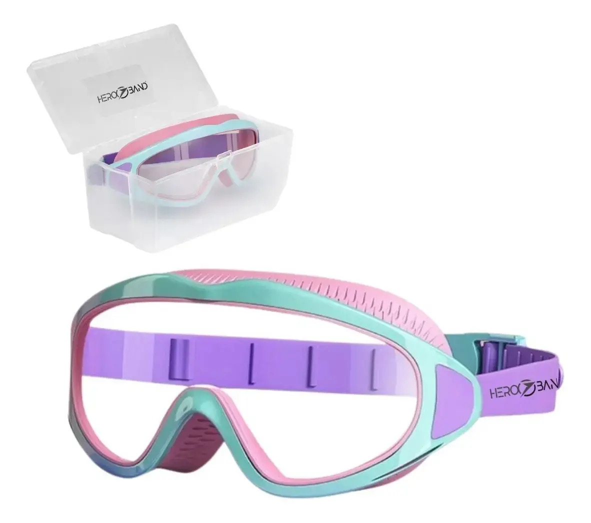 Óculos Natação Infantil Profissional Piscinas Hero Band A1 Cor Verde/Rosa