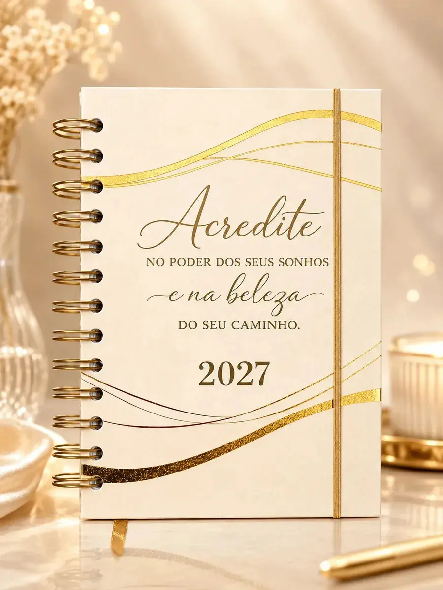 Agenda Diária 2027 Gold Espiral com Frase Motivacional Sanxia - 1