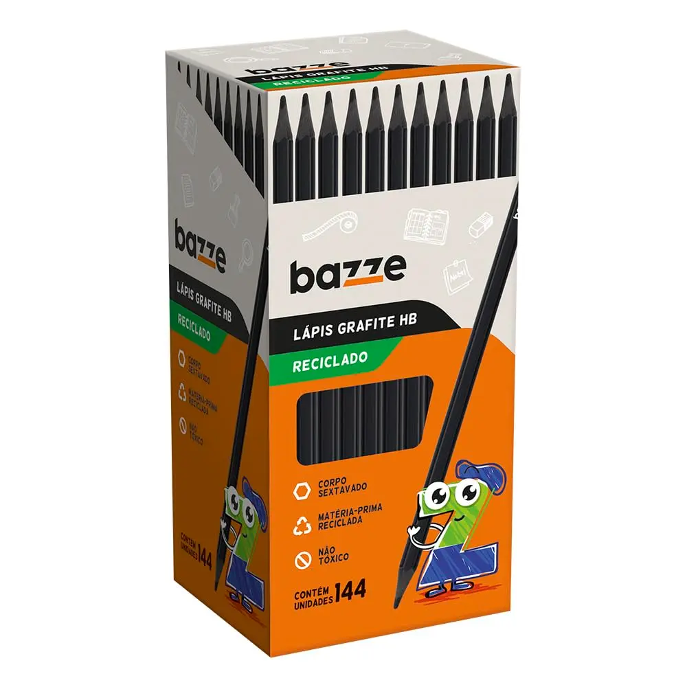 Lapis Grafite Bazze Hb Sextavado Reciclado Caixa 144 Unidades