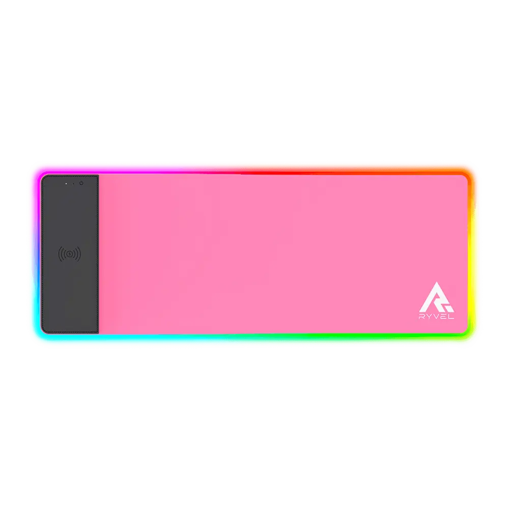 Mousepad Gamer Ryvel Pink, RGB, Charge (carrega Smartphone), 800x300mm, RY-MP-CG-PK - 1