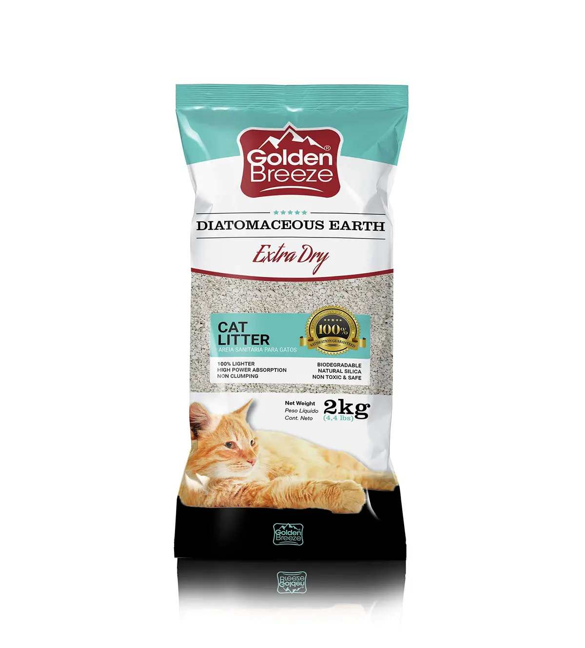 GOLDEN BREEZE areia para gatos totalmente natural, 1,8 kg – Grão fino, não desbota, ecológica – absorve, bloqueia e veda líquidos para melhor controle de odor. Baixa manutenção