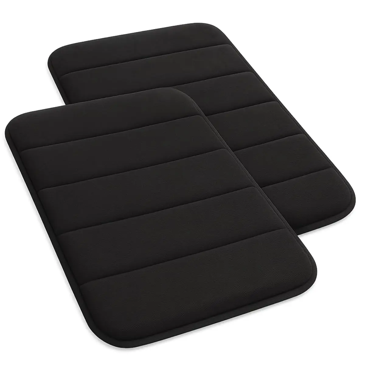 Decolab Kit 2 Tapetes de Banheiro Super Soft Antiderrapantes Preto | Alta absorção, Toque Extra macio e tratamento antimofo. Base emborrachada. 2 peças de 60 x 40 cm Cada.
