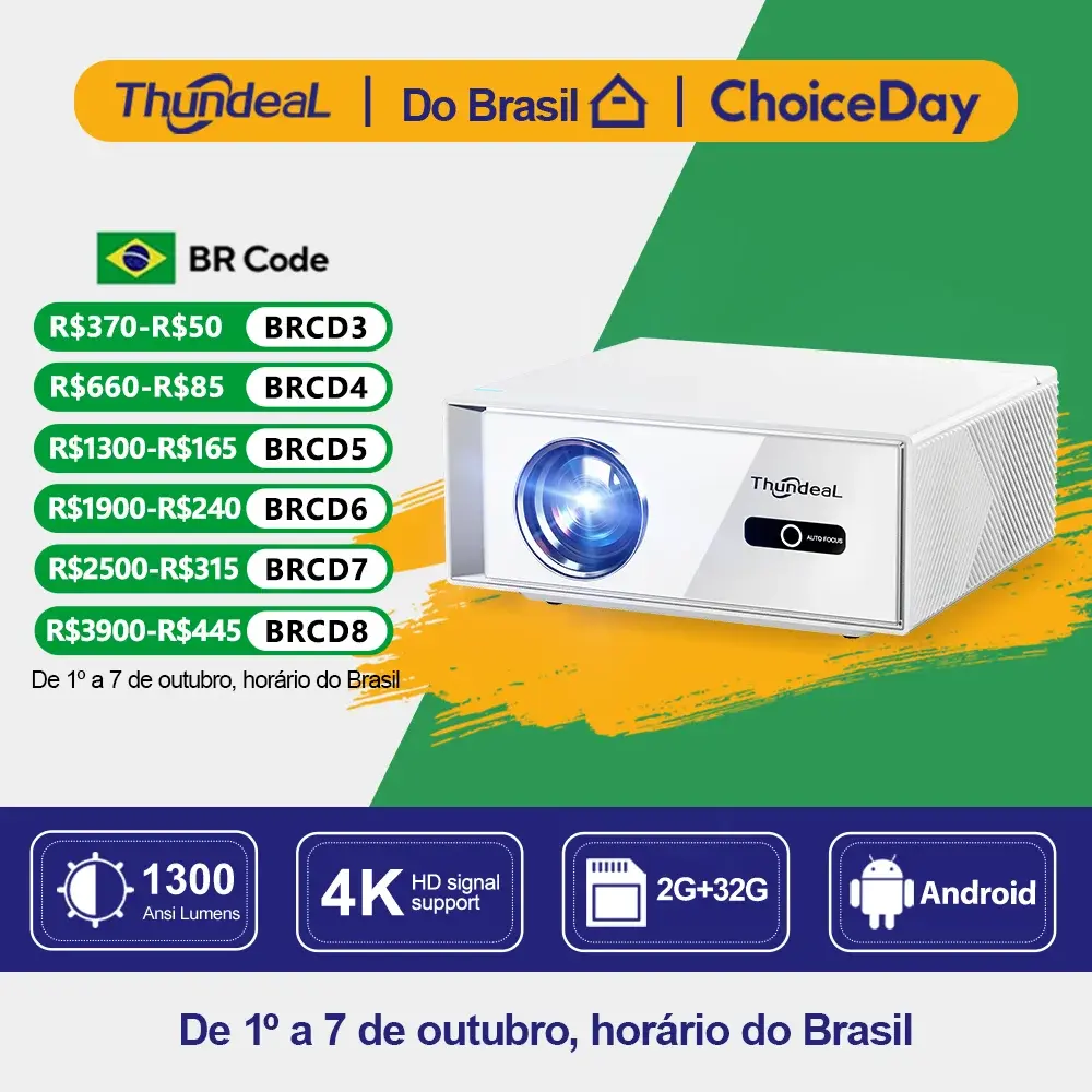Projetores no brasil inteligente Projetor ThundeaL TD95W Compatível com 4K Vídeo Full HD 1080p Android WiFi 2 GB 32 GB TD95 Projetor de imagem portátil para cinema em casa reuniões filmes e jogos Para notebook