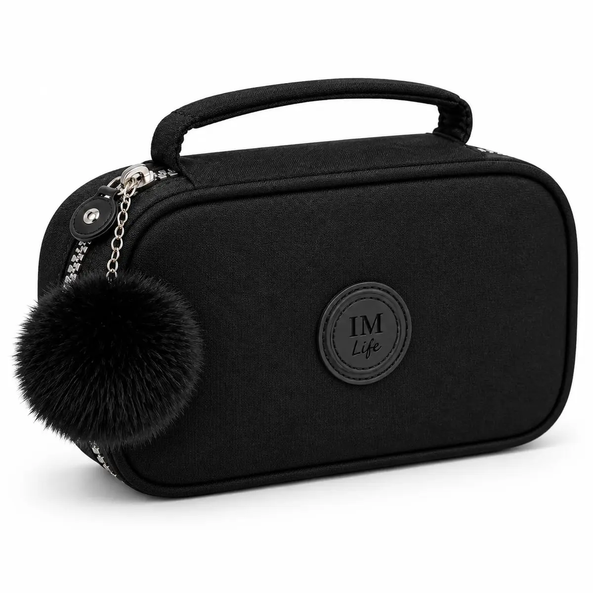 Estojo Escolar Box Grande Capacidade Organizador Necessaire Para Lápis Com 20 Elásticos Zíper Resistente Papelaria Fofa Estojo Tactel, PREMIUM (Preto)