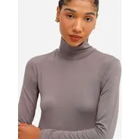blusa básica feminina manga longa gola alta cinza