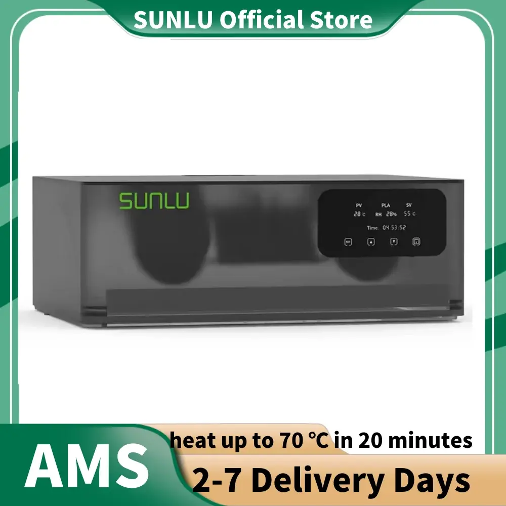 Aquecedor Oficial SUNLU AMS, 20min até 70°C ° C, Secagem e Impressão Simultâneas. Duplo Duto, Calor Uniforme. Compatibilidade Total com AMS, Smart Hum