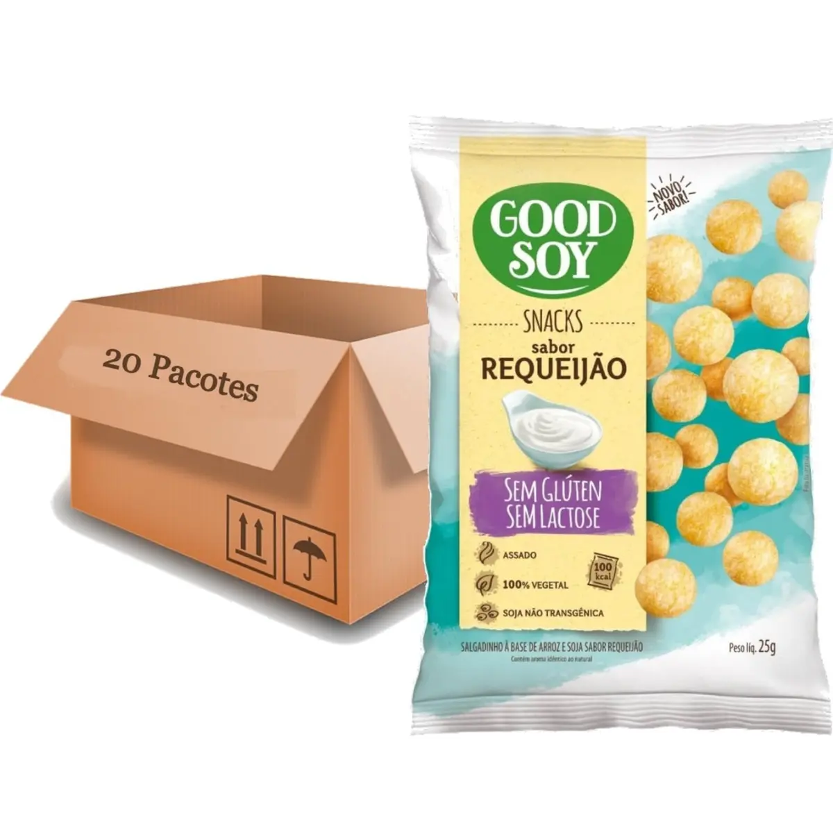 Kit c/ 20und Snacks de Soja GOODSOY Sabor Requeijao 25g