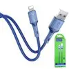 Cabo USB para Lightning Hoco, Azul, Carregador Rápido para iPhone, Conector Reforçado - 1