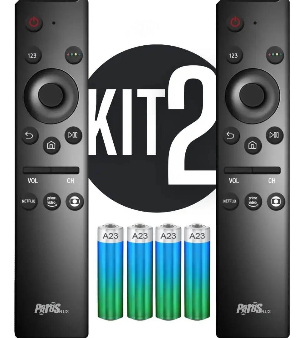 Kit 2 Controle Remoto Para Tv Samsung 4k Smart Teclas Netflix, Prime-video E Globoplay Parosflux