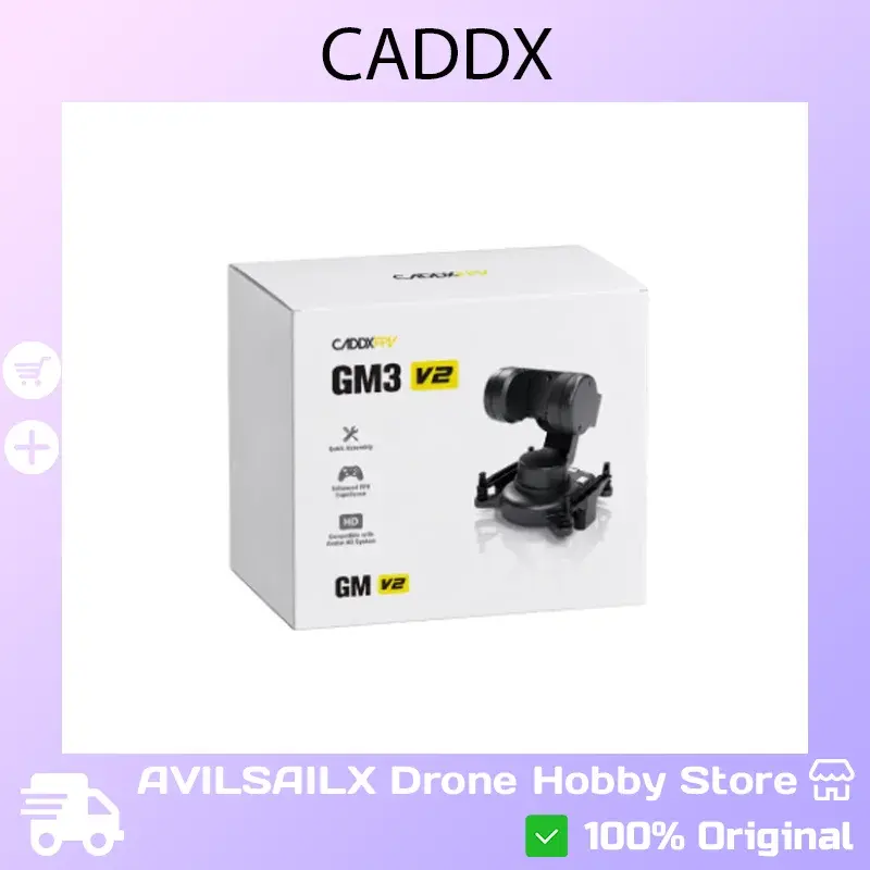 CADDX GM3V2 Estabilizador Gimbal de 3 Eixos com Rastreamento de Cabeça Ultraleve 48g para Drones FPV, Carros RC e Acessórios para Aeronaves de Asa Fixa