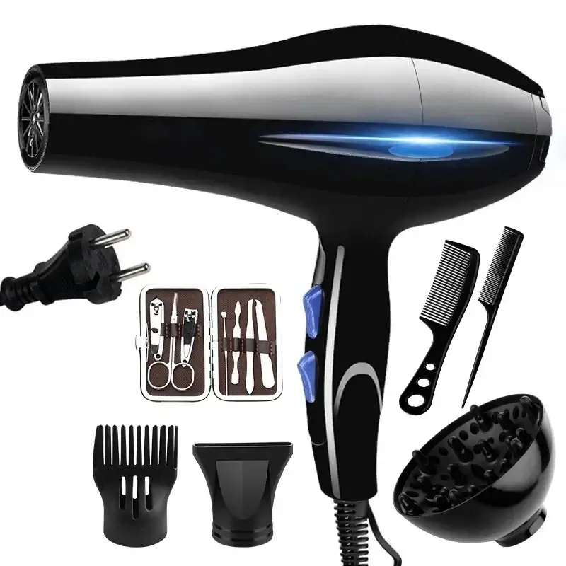 Secador de Cabelo Profissional 2200W, Potente, Aquecimento Rápido, Ajuste de Ar Quente e Frio, Secador Iônico com Coletor de Ar