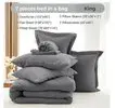 MUXHOMO Conjunto de edredom King com 7 peças, cama macia em uma bolsa, edredom para todas as estações, lençol de cima, lençol com elástico, fronhas e - 1