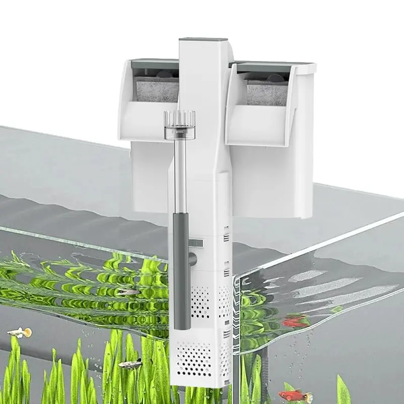 Filtro Suspenso para Aquário -500L/h Início Automático do Filtro para Aquário Suspenso, 5W Fluxo Ajustável, Sistema de Filtro para Desodorização e Descontaminação (220V)