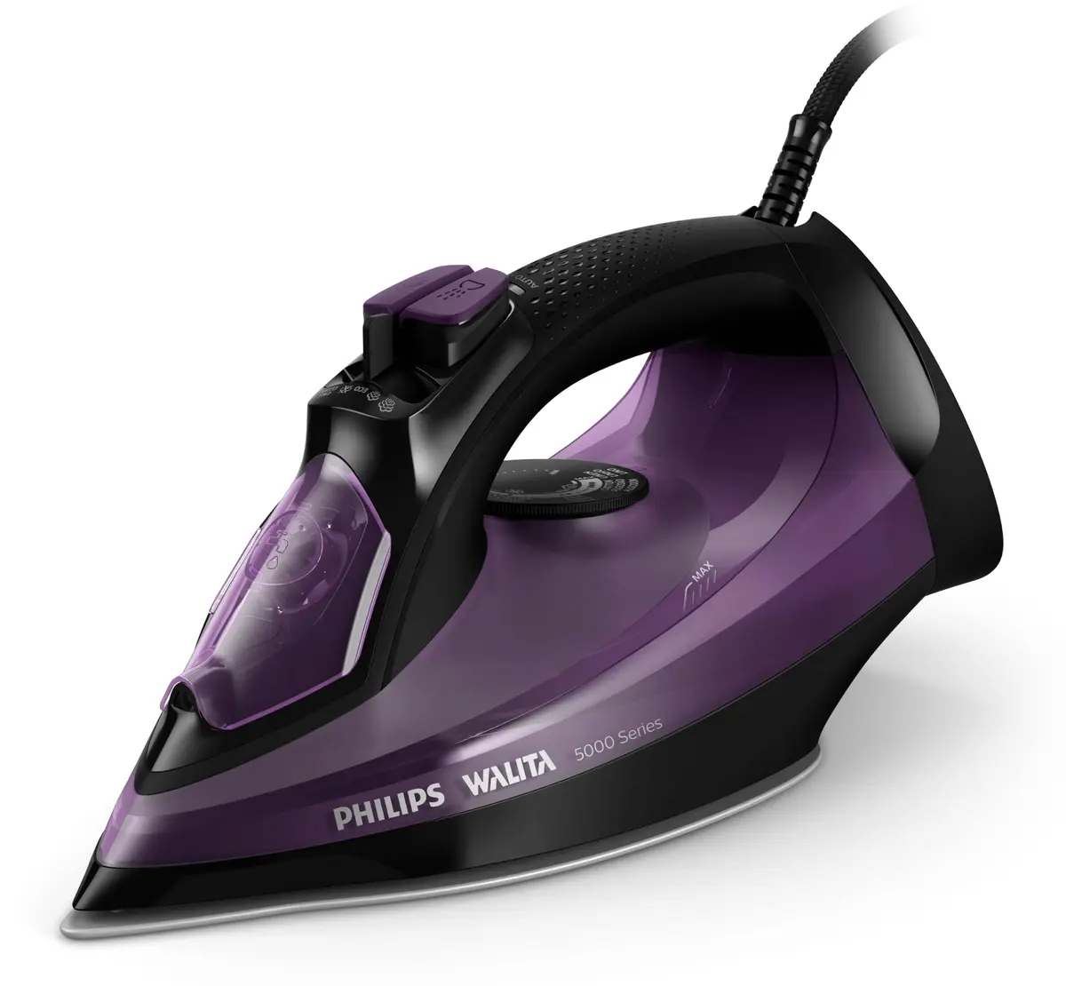 Philips Walita Ferro a Vapor Série 5000 2400W, SteamGlide Plus, Roxo | Jato Extra de 180g – vapor constante de 45 g/min com sistema corta-pingos eficiente (DST5030/80)