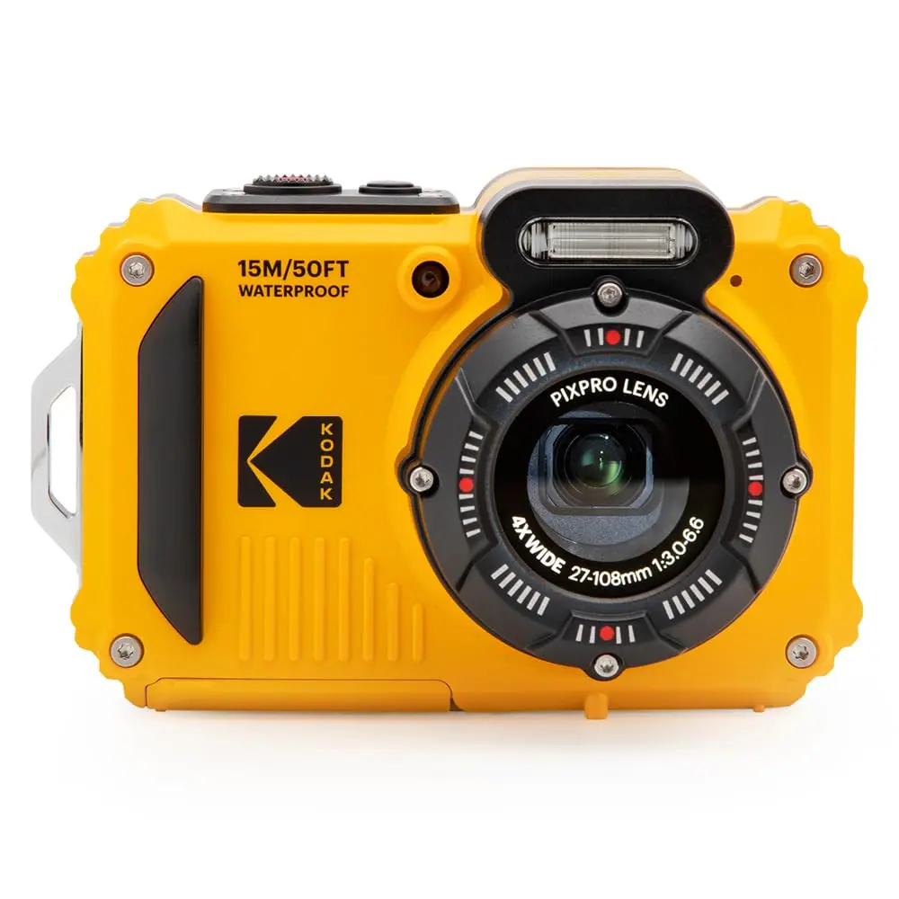 Kodak PIXPRO WPZ2 - Yellow | Vídeo Full HD 1080p, compartilhamento Wi-Fi, lente grande angular de 27 mm, LCD de 2,7 polegadas, à prova de choque até 2 m