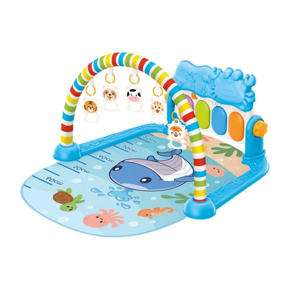 Tapete De Atividades Para Bebê Ginásio Piano Musical 5 Brinquedos Interativo Happy Maxi Baby (Azul) - 1