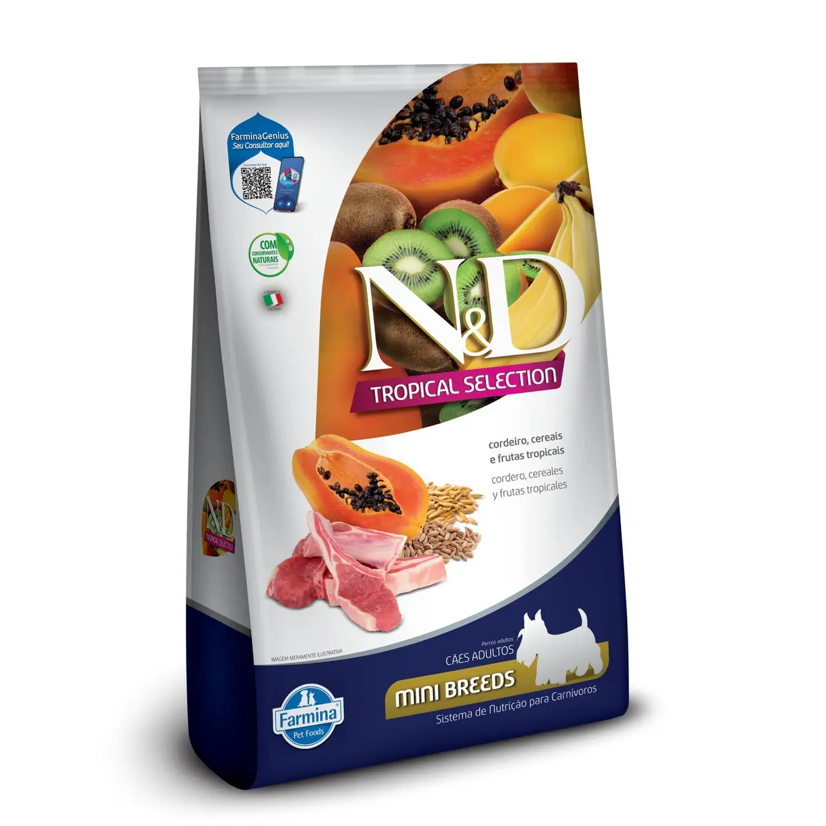 N&D Tropical para Cães Adultos de Raças Mini e Pequenas Sabor Cordeiro, Cereais e Frutas Tropicais 2Kg