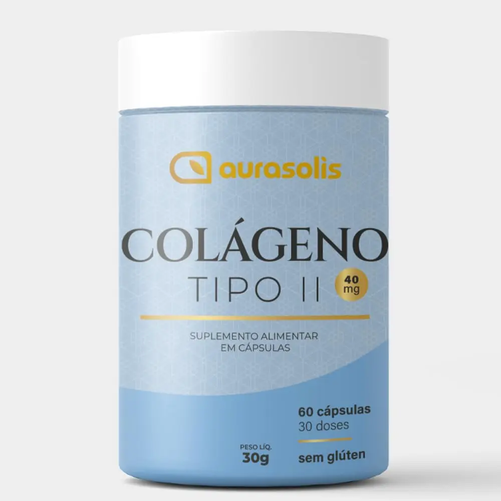 Colágeno Tipo 2 40mg Aurasolis 60 Cápsulas para Articulações