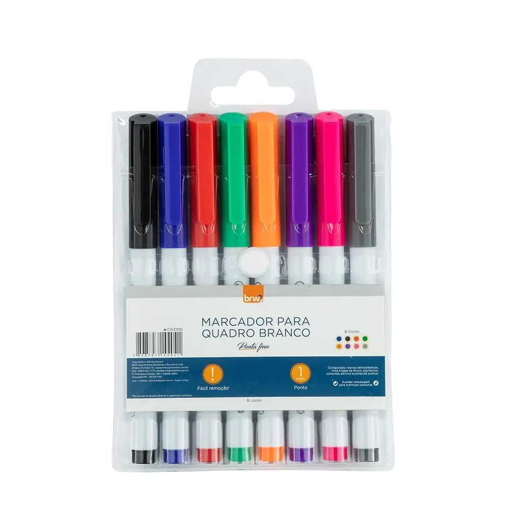 BRW Marcador Quadro Branco Ponta 1Mm 8 Cores - 1