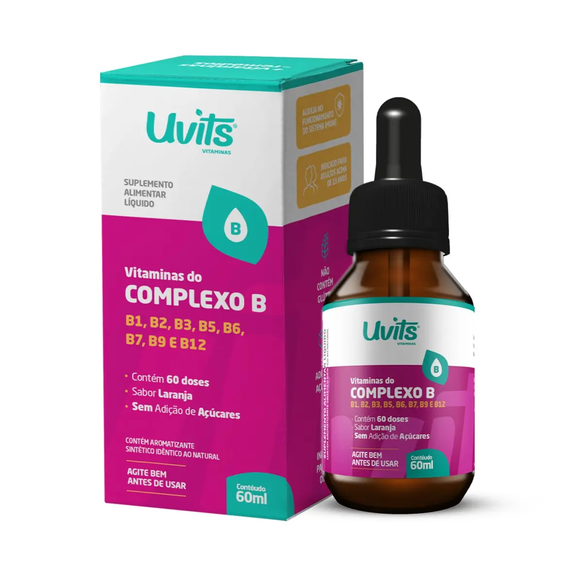 Vitamina Complexo B 60ml com 60 Doses - Uvits