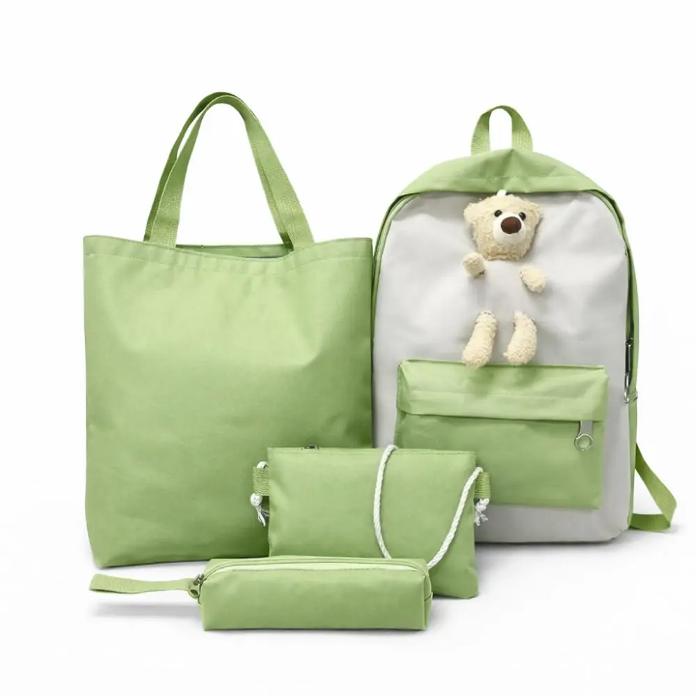 Kit Mochila Ursinho 4 Em 1 Multifuncional Maternidade Impermeavel Resistente Necessaire Estojo Bolsa De Mão Estudo Casual Rosa, Preta, Verde ou Lilás DUPIN - 1