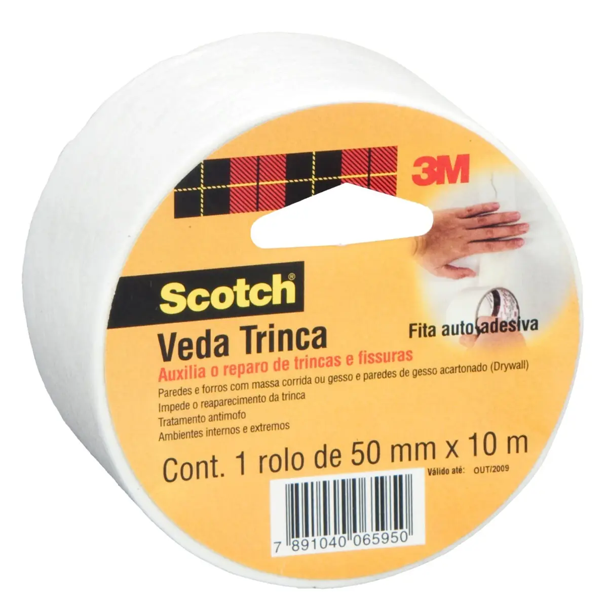 SCOTCH 3M Fita Veda Trinca Adesiva 50 mm x 10 m 1 Unidade | Repara trincas e fissuras, Flexível e fácil de aplicar, Ideal para paredes e drywall, Impede reaparecimento de trincas