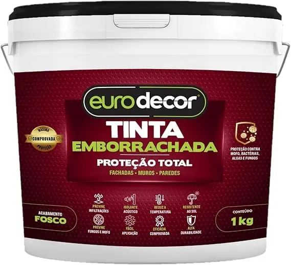 Tinta Emborrachada Eurodecor 1 Kgs Branco | para Fachadas, Muros e Paredes com Fissuras
