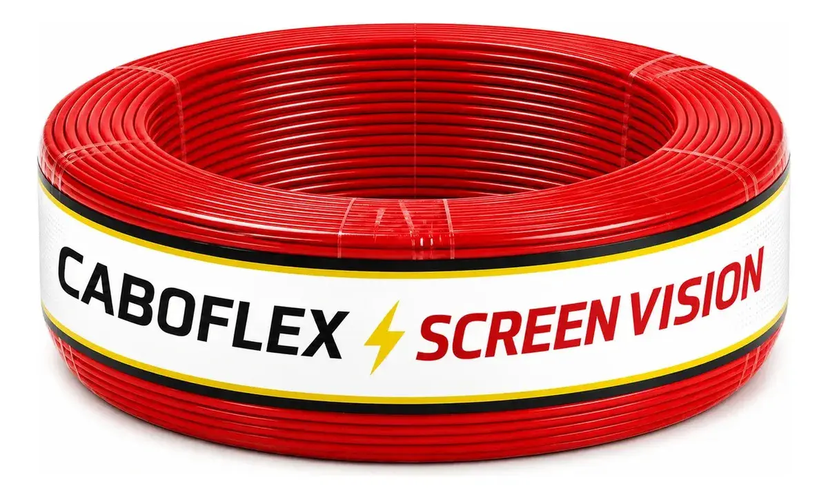 Fio 6mm Cabo Flexível Rolo Com 100 Metros Elétrico 750v Cor Vermelho Marca Screen Vision - 1