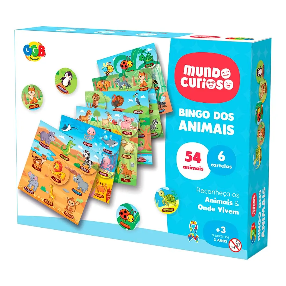 GGB Brinquedo Educativo Infantil Bingo dos Animais
