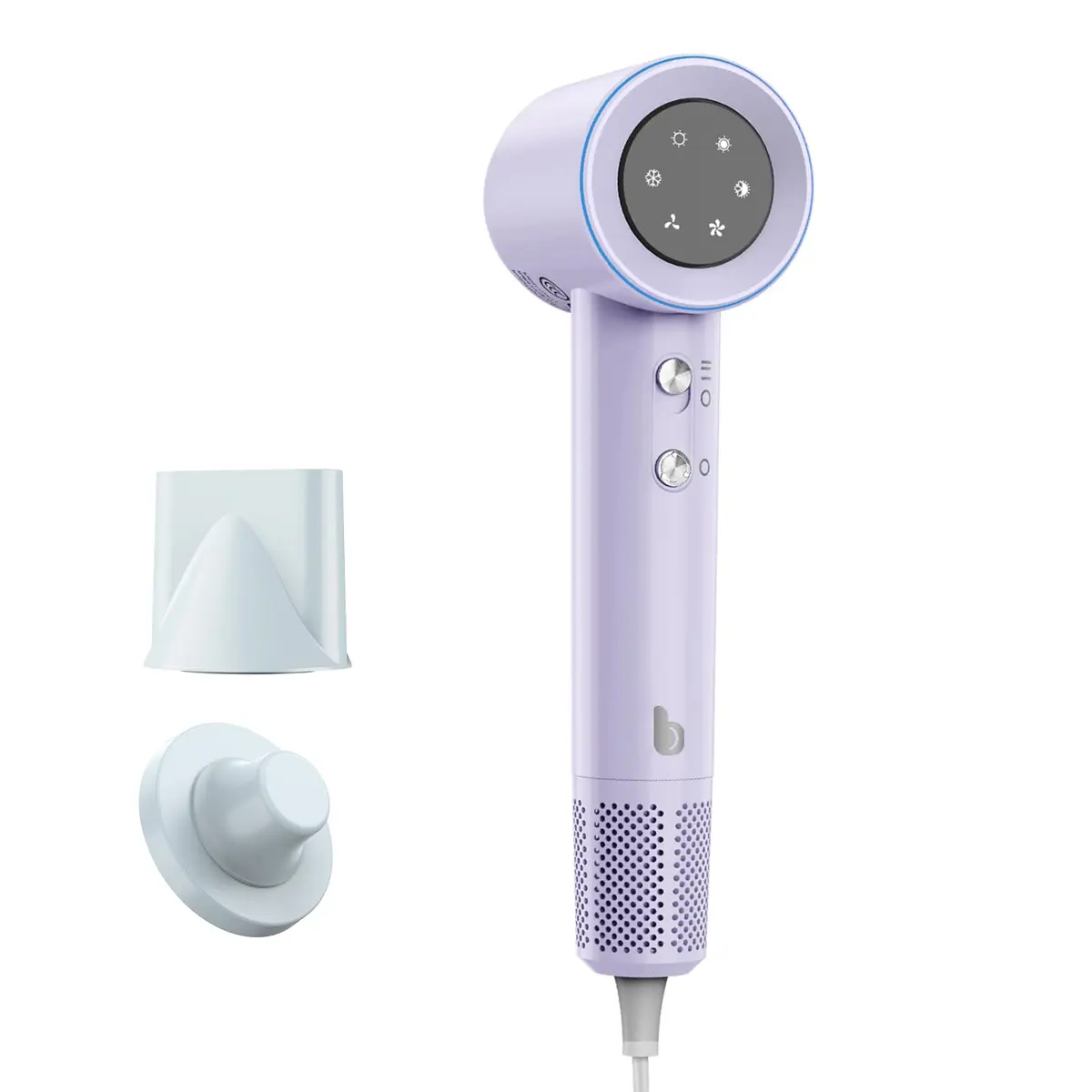 GOKOCO Secador De Cabelo Profissional 220v, 120000 RPM High Speed Hair Dryer 1600W com Display Digital LED e Bocal de ar Magnético, Roxo