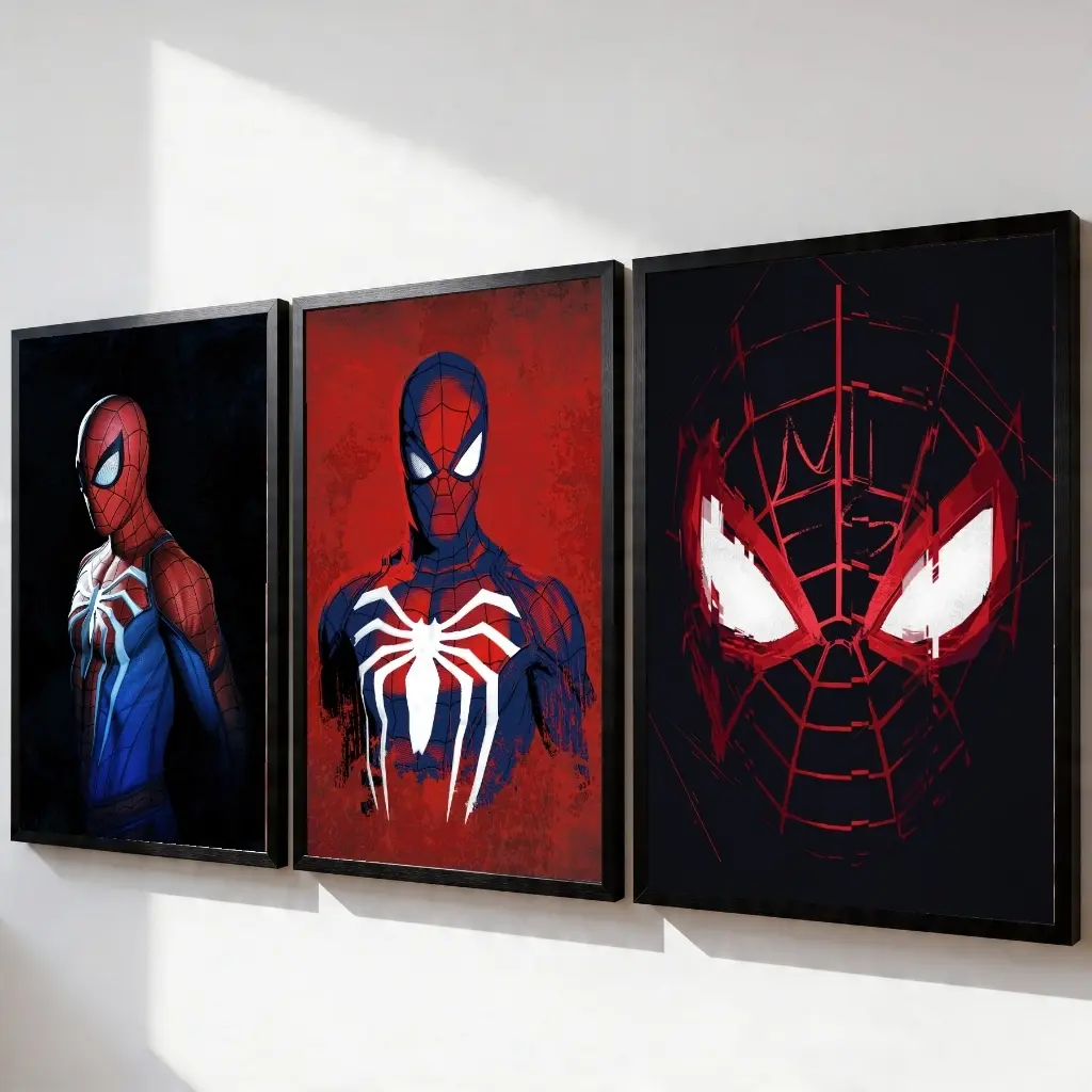 Kit 3 Quadros Homem-Aranha Marvel Geek Placas ou Molduras 2x2 - 1