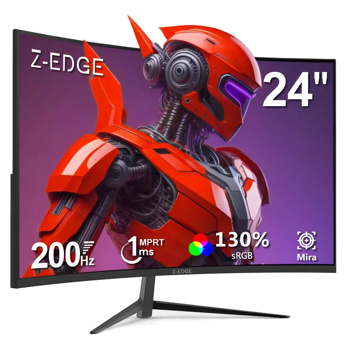 Monitor Gamer Curvo 24 polegadas Z-Edge, 200Hz/165Hz/144Hz, 1 ms, Monitor pc LED com cabo DP, FHD (1920x1080), VA 1650R, 300cd/m², FreeSync, HDMI 2.0/DP 1.4, Ajuste de Inclinação, Sem Bordas - 1