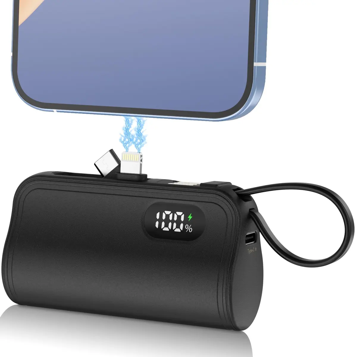 Carregador Portátil Mini 5000mAh - Power Bank Compacto com Display LCD e Saída USB-C para iPhone, Samsung e Android | Carregamento Rápido, Seguro e Elegante - 1