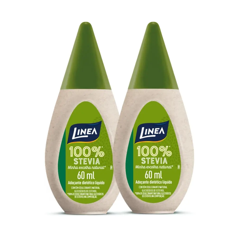 Linea Kit 2 Adoçantes Stevia 100% Natural 60ml - 2º unidade com 50%