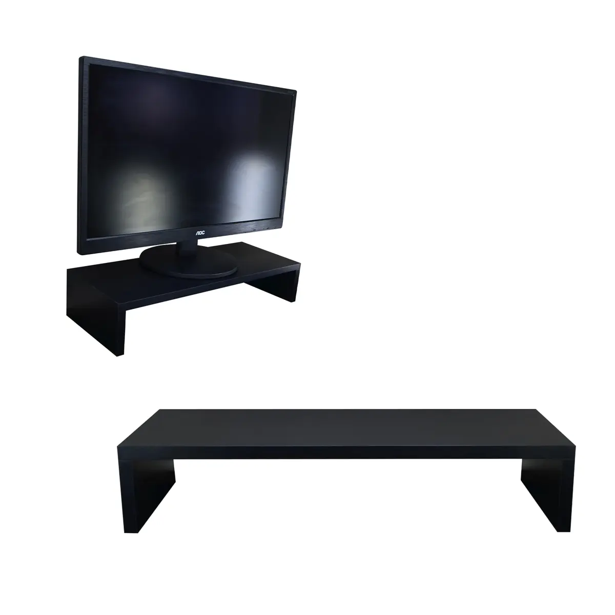 Suporte Para Computador Monitor PC Setup Gamer Mesa Organizador Home Office Ergonomico MDF 50cm (Preto)