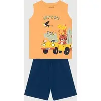 Conjunto Brandili Estampa Animais Laranja
