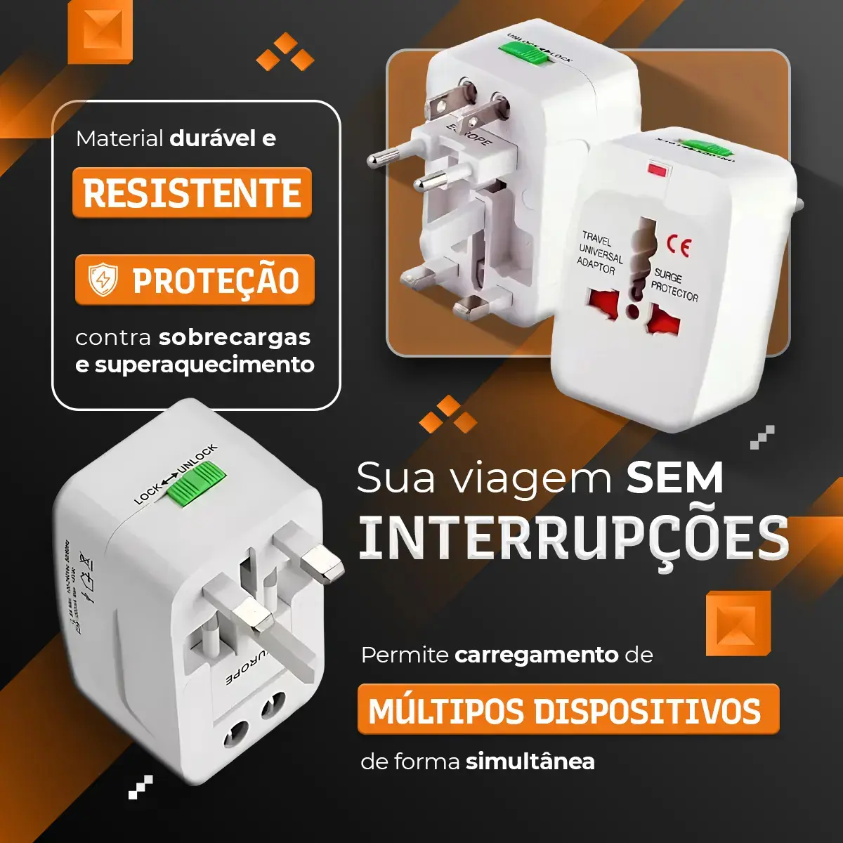 Adaptador Tomada Para Viagem Internacional thumbnail 3
