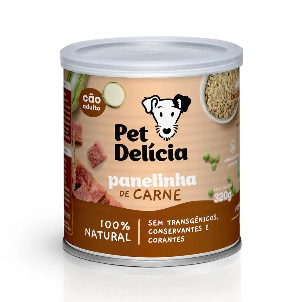 Pet Delícia Panelinha de Carne 320g, Ração Úmida para Cães | Com arroz e legumes, ômega 3 e 6, fácil digestão