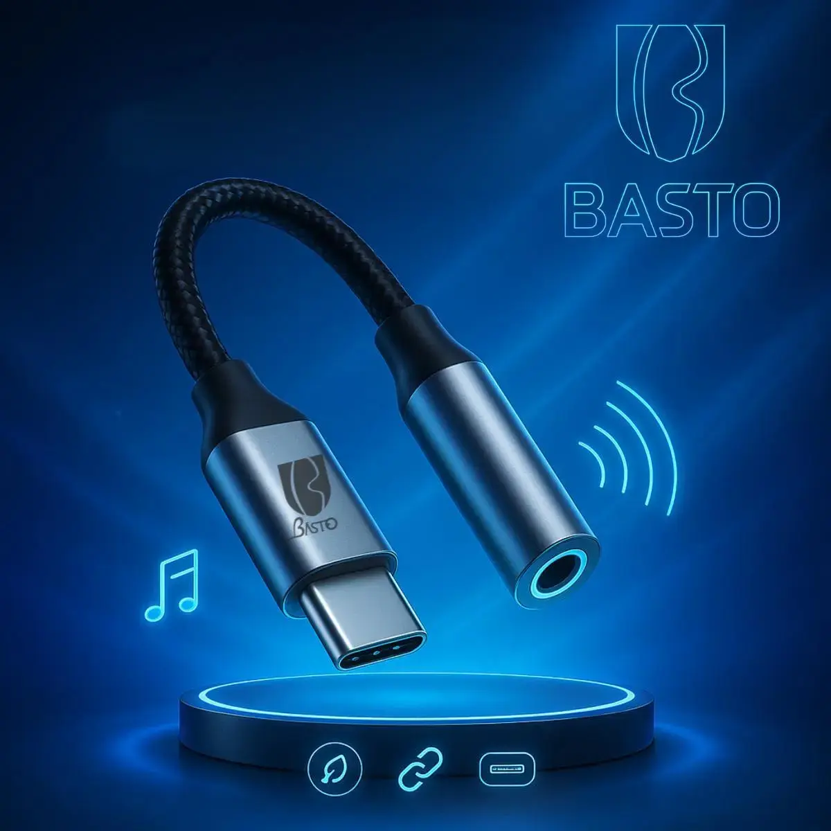 Cabo Adaptador USB Tipo C para P2 3.5mm Com Chip DAC para Celulares e Notebooks - 1