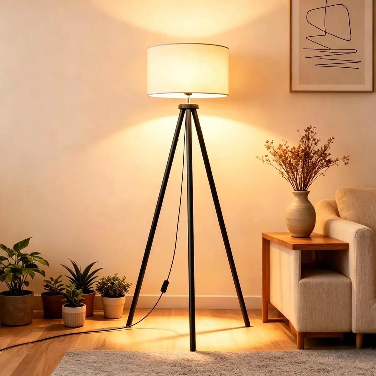 LucZeng Luminária de Chão com Lâmpada LED Cor Regulável, 148cm, 110V-240V | Abajur De Chão Tripé, 3 temperaturas de cor de 9W lâmpada, para Quarto, Escritório, Sala de Aula, Dormitório